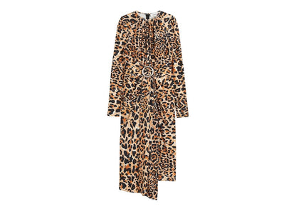 Rabanne H&M Leopard-Print Buckle-Detail Dress Leopard-Print