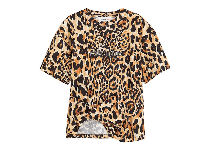 Rabanne H&M Leopard-Print Twist-Detail T-Shirt Leopard-Print