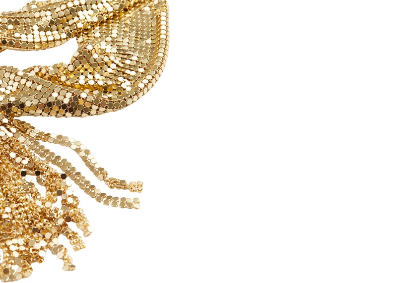 Rabanne H&M Metal-Mesh Scarf with Fringe Gold