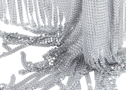 Rabanne H&M Metal-Mesh Skirt with Fringe Silver