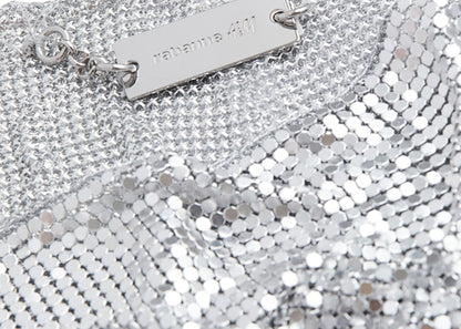 Rabanne H&M Metal-Mesh Skirt with Fringe Silver