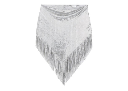 Rabanne H&M Metal-Mesh Skirt with Fringe Silver
