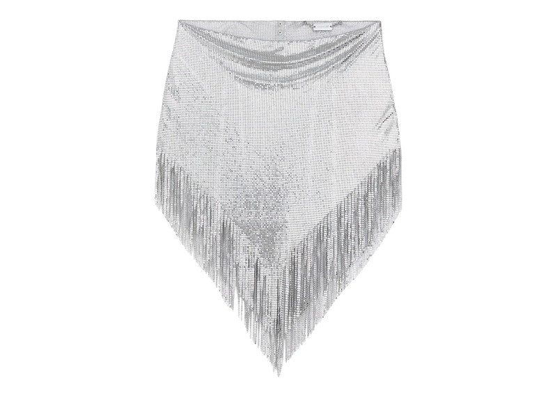 Rabanne H&M Metal-Mesh Skirt with Fringe Silver