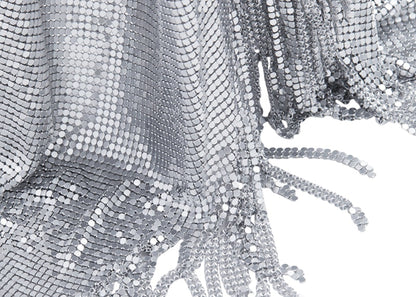 Rabanne H&M Metal-Mesh Top with Fringe Silver