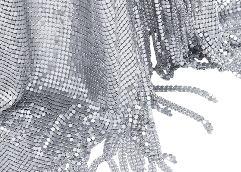 Rabanne H&M Metal-Mesh Top with Fringe Silver