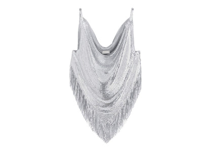 Rabanne H&M Metal-Mesh Top with Fringe Silver