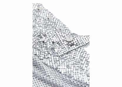 Rabanne H&M Metal-Mesh Triangle Scarf with Fringe (Mens) Silver