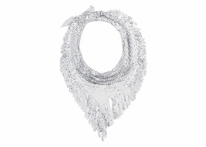 Rabanne H&M Metal-Mesh Triangle Scarf with Fringe (Mens) Silver