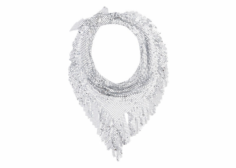 Rabanne H&M Metal-Mesh Triangle Scarf with Fringe (Mens) Silver