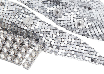 Rabanne H&M Metal-Mesh Triangle Scarf with Fringe Silver