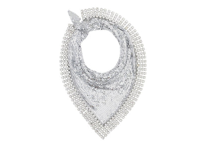 Rabanne H&M Metal-Mesh Triangle Scarf with Fringe Silver