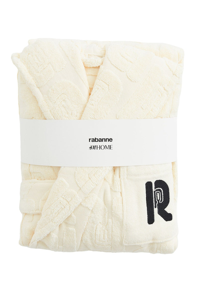 Rabanne H&M Patterned Cotton Bathrobe Beige