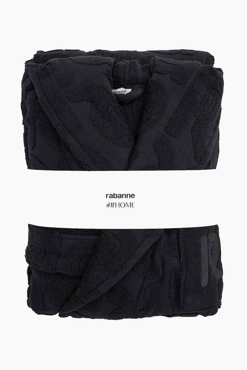 Rabanne H&M Patterned Cotton Bathrobe Black