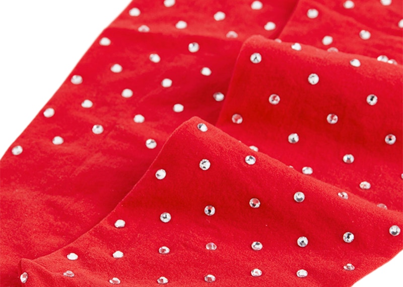 Rabanne H&M Rhinestone-Embellished Tights Red