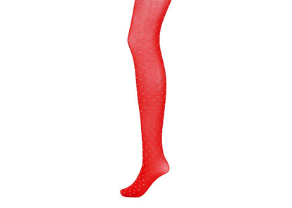 Rabanne H&M Rhinestone-Embellished Tights Red
