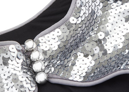 Rabanne H&M Sequined Flared-Skirt Dress Silver