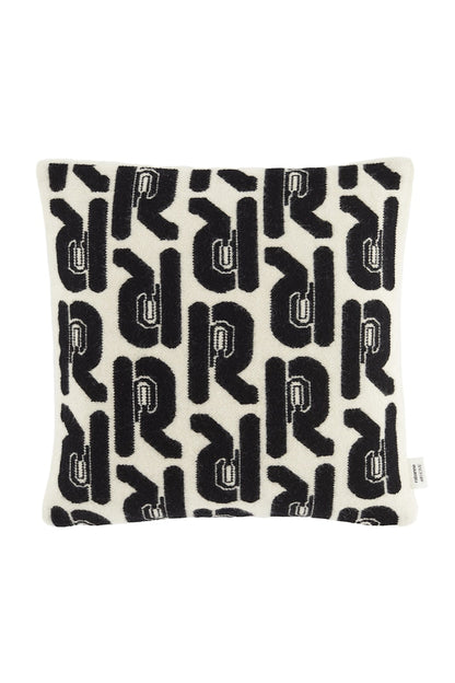 Rabanne H&M Wool-Blend Logo Cushion Cover Beige/Black