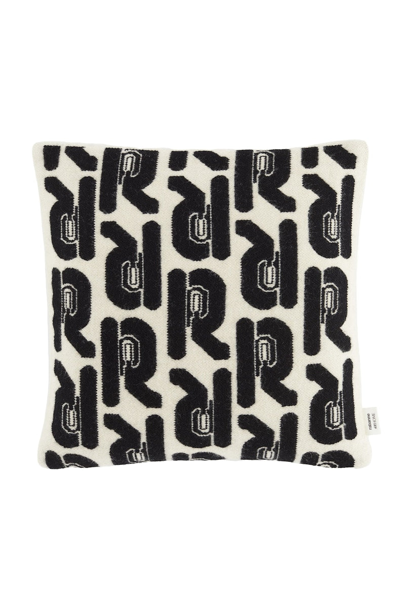 Rabanne H&M Wool-Blend Logo Cushion Cover Beige/Black