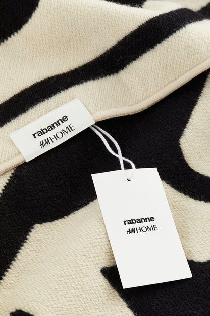 Rabanne H&M Wool-Blend Logo Throw Beige/Black