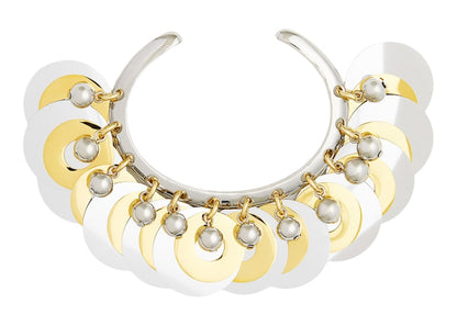 Rabanne H&M Beaded Disc-Embellished Bangle Silver/Gold