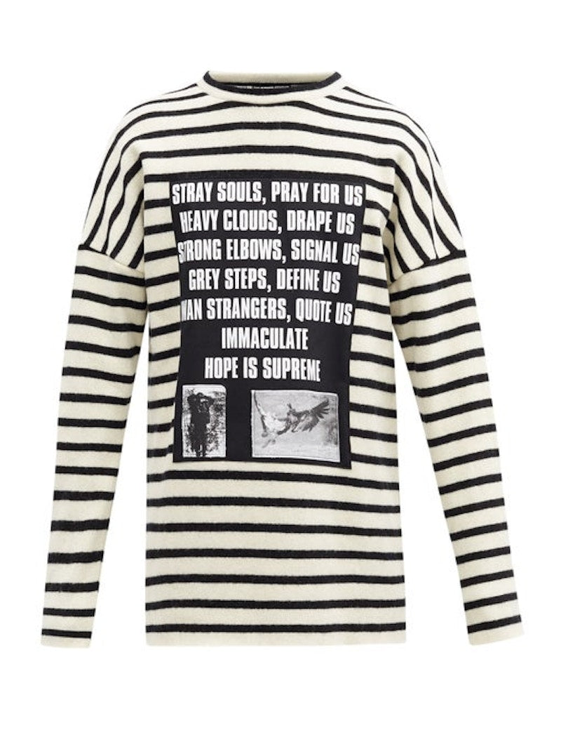 Raf Simons Archive Redux SS02 Poem-Panel Striped Brushed Wool Sweater White/Black