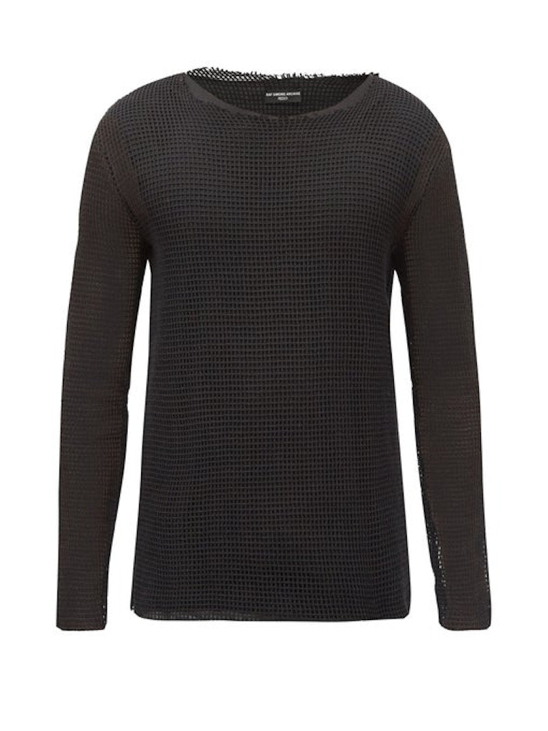 Raf Simons Archive Redux SS99 Raw Edge Mesh Top Black