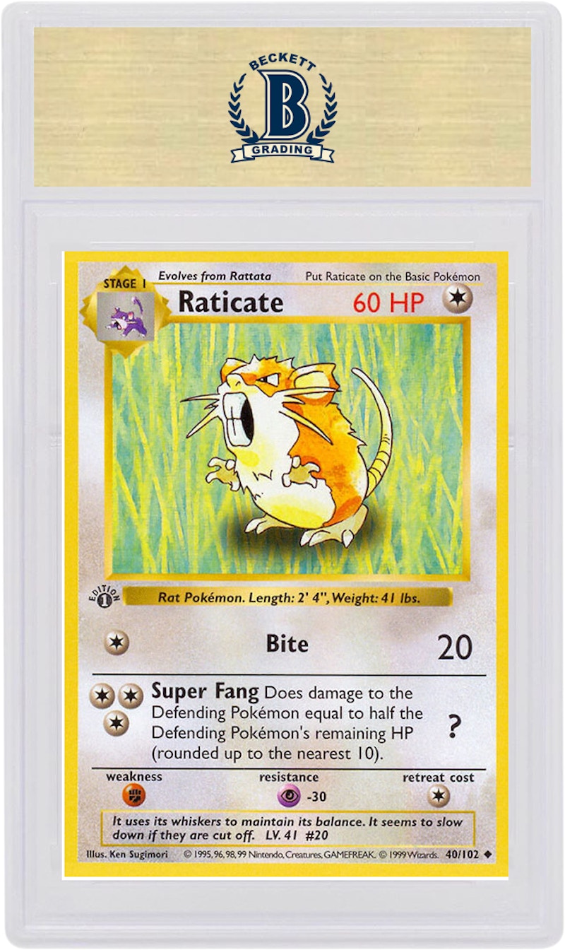 Raticate 1999 Pokemon TCG Base Set 1st Edition #40/102 (PSA or BGS Graded)