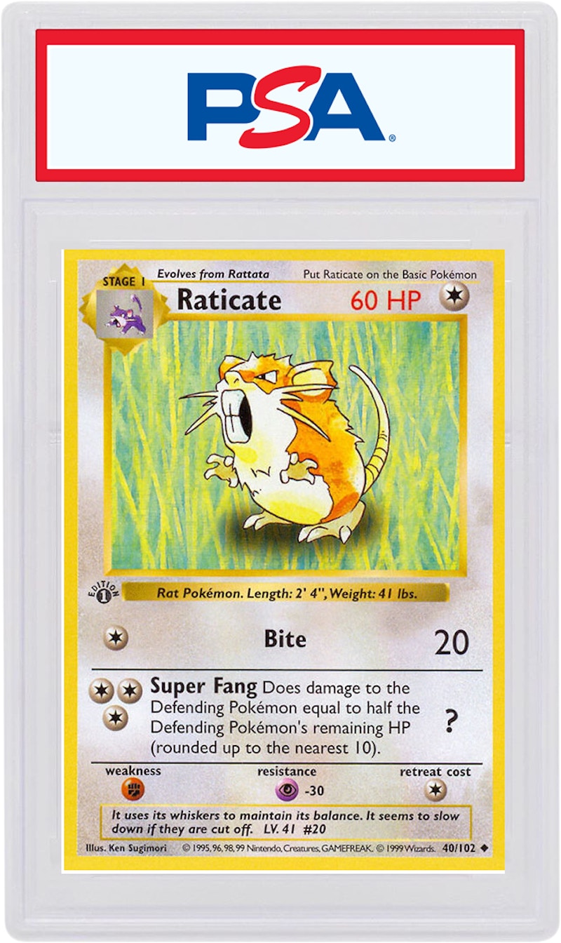 Raticate 1999 Pokemon TCG Base Set 1st Edition #40/102 (PSA or BGS Graded)