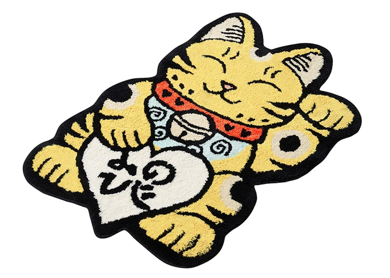Raw Emotions Mascot Lucky Cat Medium Rug Yellow