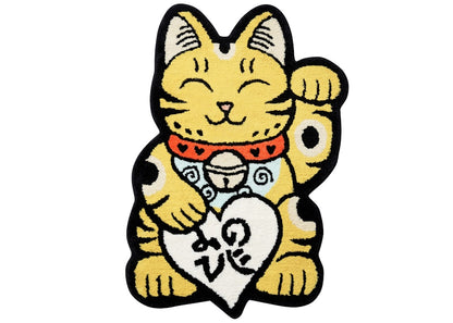 Raw Emotions Mascot Lucky Cat Medium Rug Yellow