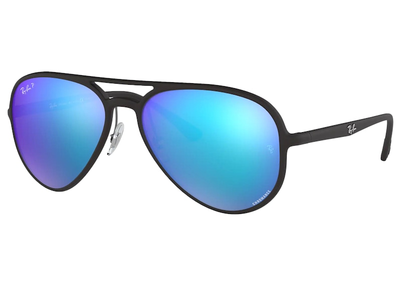 Ray-Ban Chromance Sunglasses Matte Black/Blue Mirror (RB4320CH)