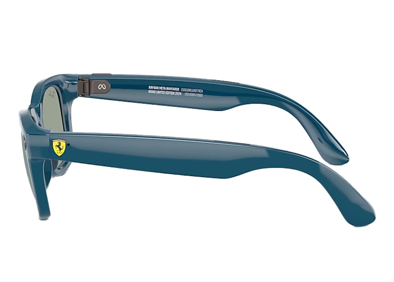 Ray-Ban Meta Wayfarer Scuderia Ferrari Miami LTD Sunglasses RW4006M F7016J 50-22 Shiny Garage Blue