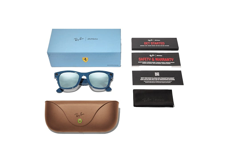 Ray-Ban Meta Wayfarer Scuderia Ferrari Miami LTD Sunglasses RW4006M F7016J 50-22 Shiny Garage Blue