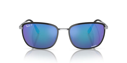 Ray-Ban Rectangle Sunglasses Black On Silver (0RB3705 91444L)