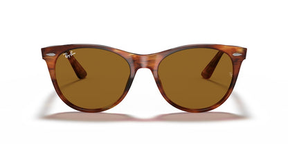 Ray-Ban Round Sunglasses Striped Havana (0RB2185 954/33)