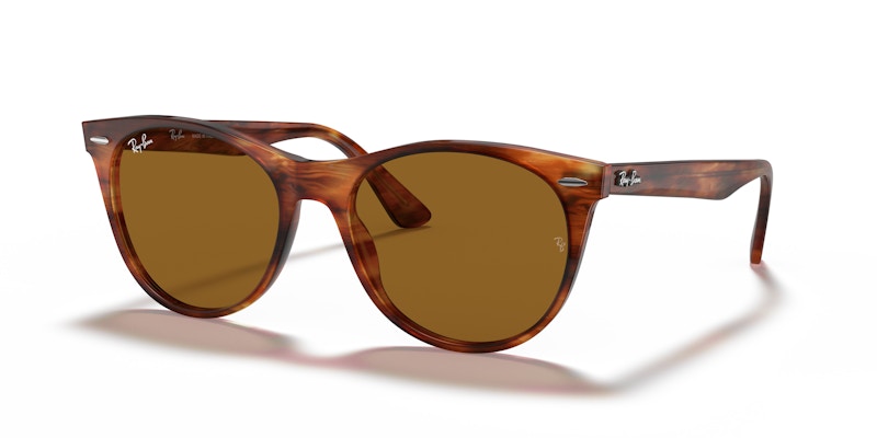 Ray-Ban Round Sunglasses Striped Havana (0RB2185 954/33)