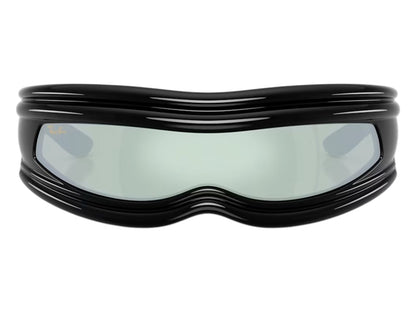 Ray-Ban x A$AP Ultra Wrap 001 Next Generation Collection Sunglasses Polished Black Green Mirror Silver (RB4943 601/30 0-135)