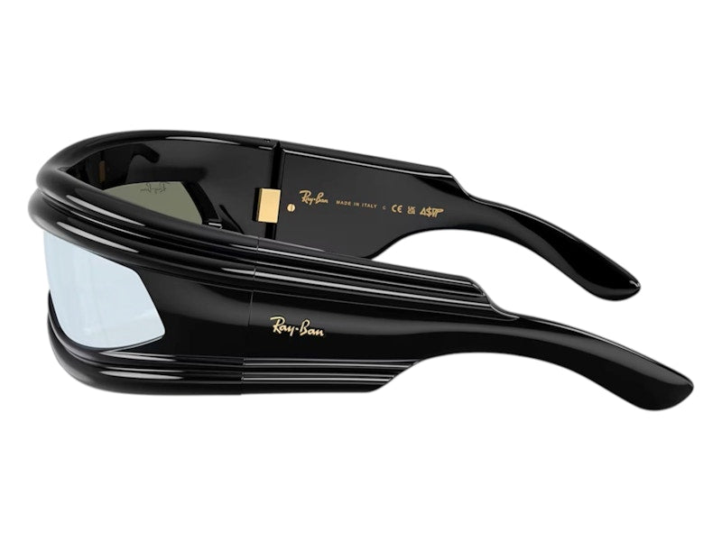 Ray-Ban x A$AP Ultra Wrap 001 Next Generation Collection Sunglasses Polished Black Green Mirror Silver (RB4943 601/30 0-135)
