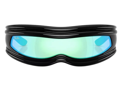 Ray-Ban x A$AP Ultra Wrap 001 Next Generation Collection Sunglasses Polished Black Light Grey Mirror Blue (RB4943 601/Y7 0-135)
