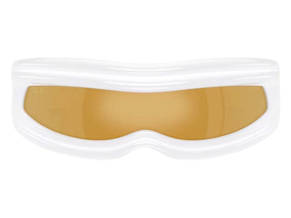 Ray-Ban x A$AP Ultra Wrap 001 Next Generation Collection Sunglasses Polished White Brown Mirror Gold (RB4943 68387P 0-135)