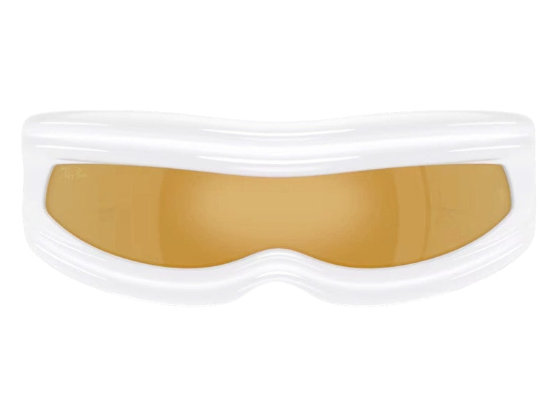 Ray-Ban x A$AP Ultra Wrap 001 Next Generation Collection Sunglasses Polished White Brown Mirror Gold (RB4943 68387P 0-135)