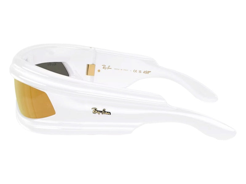 Ray-Ban x A$AP Ultra Wrap 001 Next Generation Collection Sunglasses Polished White Brown Mirror Gold (RB4943 68387P 0-135)