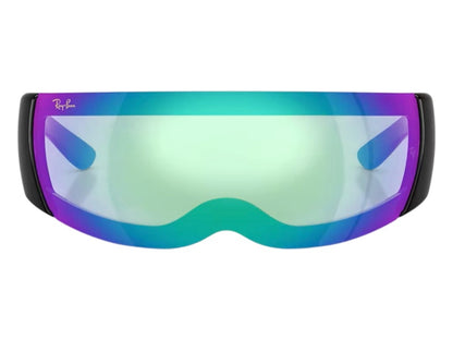 Ray-Ban x A$AP Ultra Wrap 002 Next Generation Collection Sunglasses Polished Black Light Grey Mirror Blue (RB4942 601/Y7 0-141)