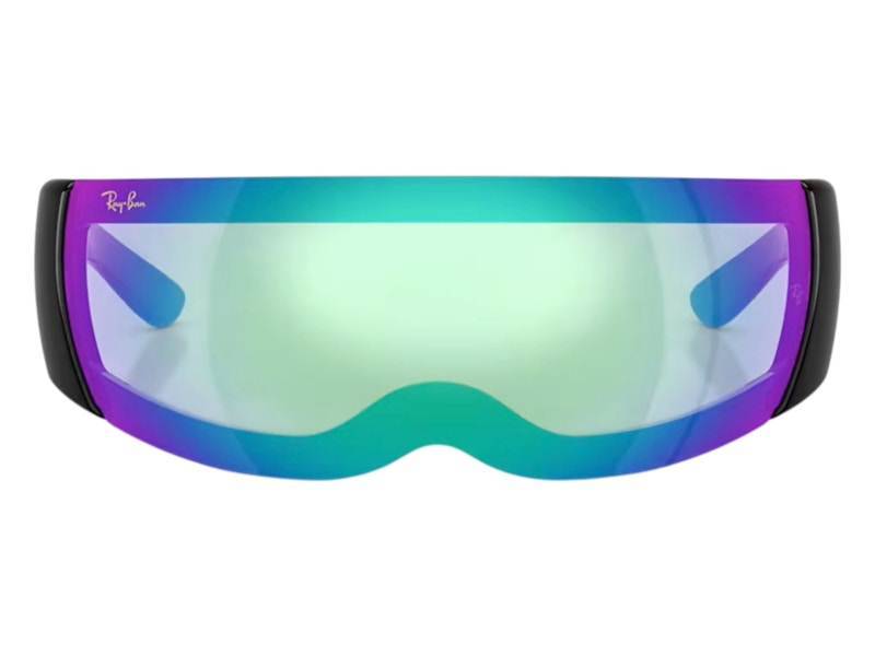 Ray-Ban x A$AP Ultra Wrap 002 Next Generation Collection Sunglasses Polished Black Light Grey Mirror Blue (RB4942 601/Y7 0-141)