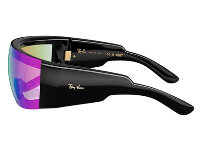 Ray-Ban x A$AP Ultra Wrap 002 Next Generation Collection Sunglasses Polished Black Light Grey Mirror Blue (RB4942 601/Y7 0-141)