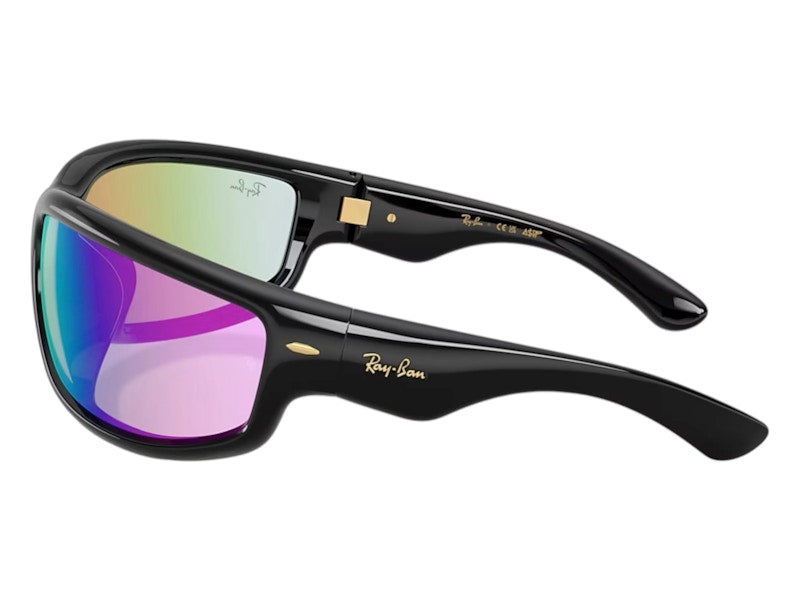Ray-Ban x A$AP Ultra Wrap 003 Next Generation Collection Sunglasses Polished Black Light Grey Mirror Blue (RB4941 601/Y7 86-20)