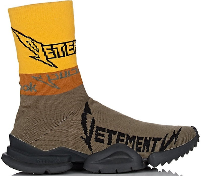 Reebok Sock Runner Vetements Olive Yellow Black