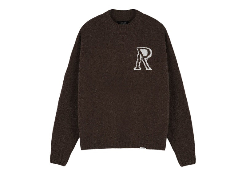 Represent Initial Boucle Knitted Sweater Brown/White