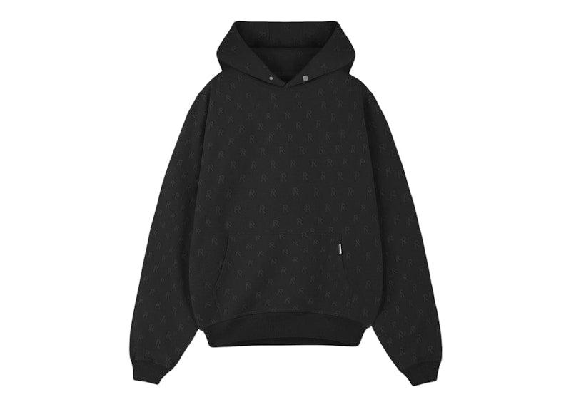 Represent Intarsia Initial Hoodie Off Black