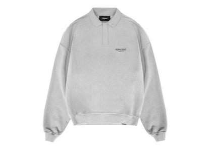 Represent Owners Club Long Sleeve Polo Sweater Ash Grey
